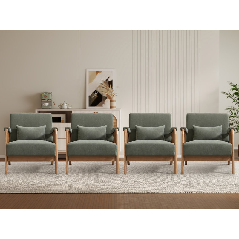 Chaise d'appoint rembourrée moderne en bois massif de 27,17 po de largeur avec coussin supplémentaire (ensemble de 4)