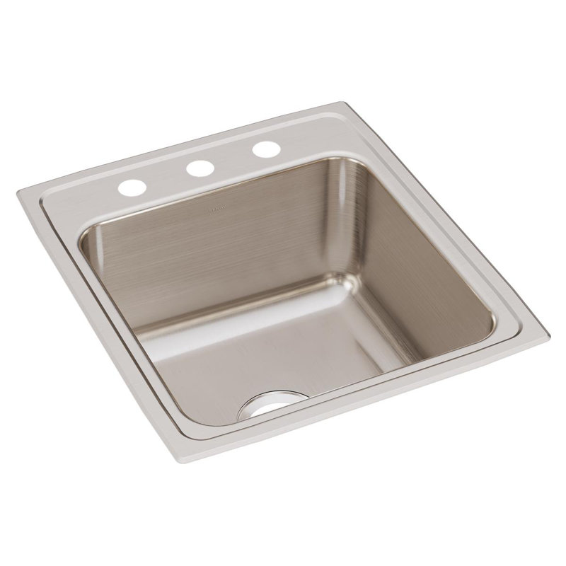 Évier de cuisine à montage sur plan L 19 po x l 19,5 po Lustertone, 3 trous