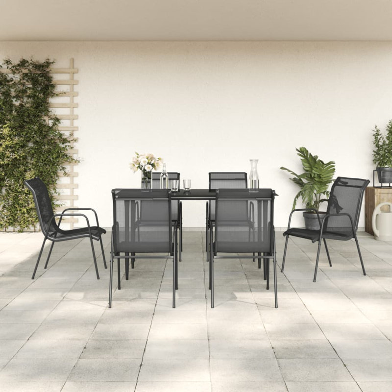Allende Patio Dining Set with, 6, 55.1" L x 27.6" W x 29.1" H
