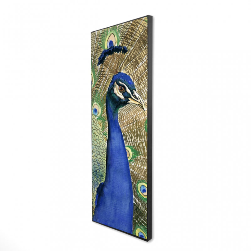 Paon, toile encadrée - Art animalier exotique, H 61,25 po x l 21,25 po