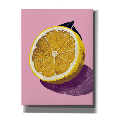 Art mural sur toile Epic Graffiti «Lemon Cut On Pink Fond» par Momart