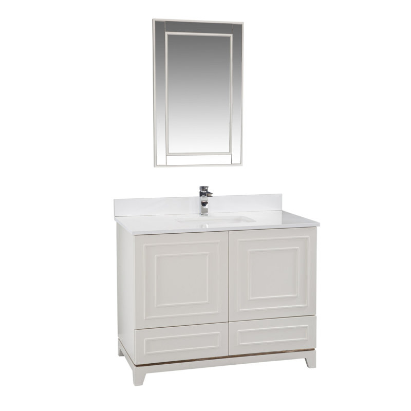 Ensemble de meuble-lavabo avec miroir 41,3 "Chanty, Crème