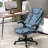High Back Vibration Massage Office Chair with 6 Vibration Points, Heated Reclining PU Leather Computer Chair with Armrest and Remote, Blue