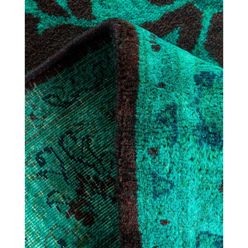 Tapis vert noué à la main de conception unique Chimel