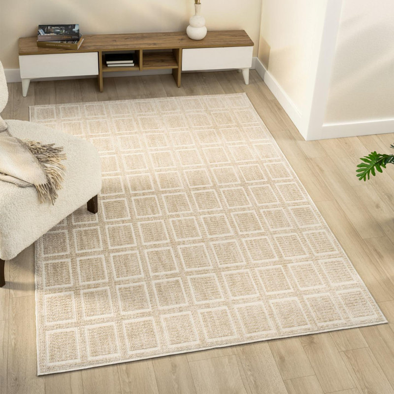 Tapis à motif géométrique moderne, Rectangulaire 8 pi x 10 pi