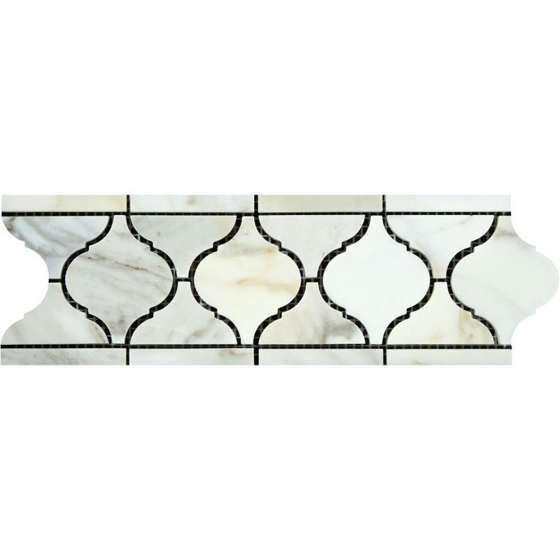 Calacatta Gold 3 7/8" X 11 5/8" Arabesque Border Marble Look Wall Border
