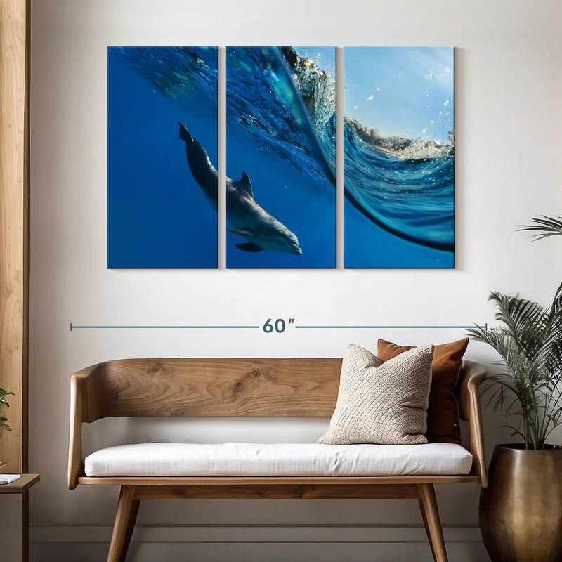 Dolphin Under The Wave, 32" H x 50" W
