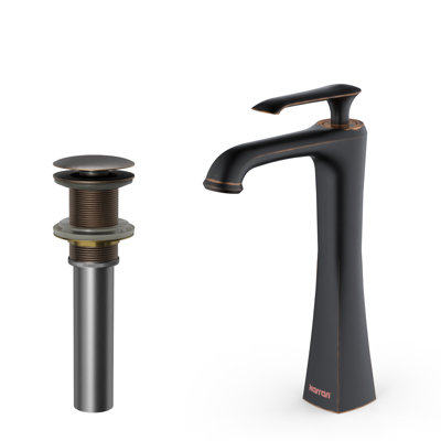 Karran Woodburn Single Handle Single Hole Vessel Bathroom Faucet With Matching Pop-up Drain