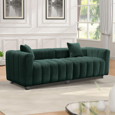 Causeuse 3 places 83,46 po en velours de qualité supérieure, canapé rembourré à bulles moderne avec pieds en métal et 2 coussins pour le salon, la chambre à coucher.