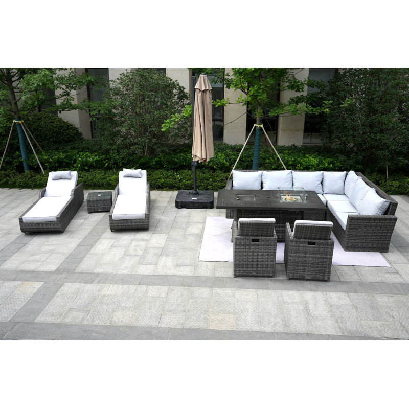 Aliaksey 10 - Person Patio Conversation Set with Cushions