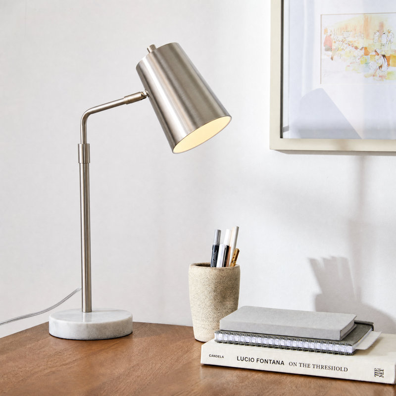 Vazquez 20" Brass Desk Lamp, Silver