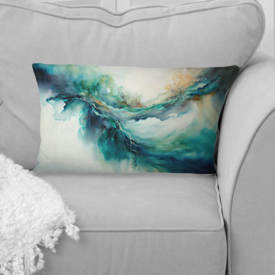 Turquoise Waves Impressions Of Infinity - Abstract Painting Printed Throw Pillow