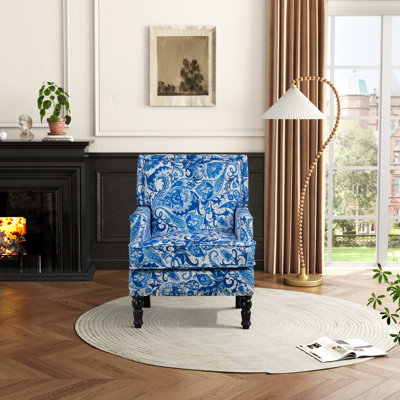 Upholstered Accent Chair With Solid Wood Frame And Turned Legs