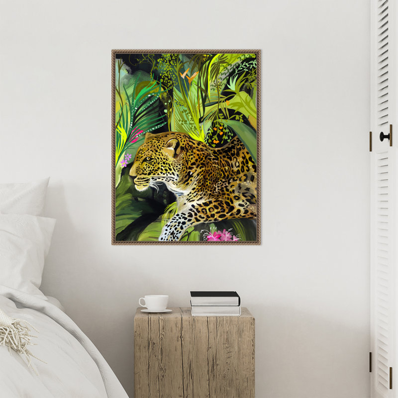 «Leopard King» par Houpt, reproduction d'art sur toile encadrée, H 30 po x l 23 po