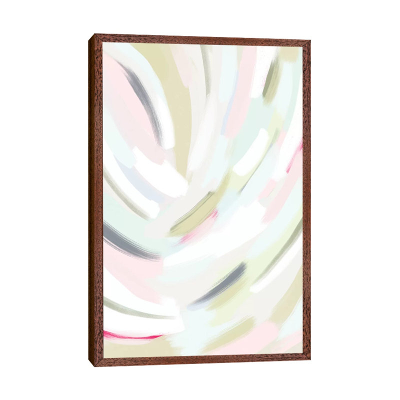 Abstract Pinky II by Leah Straatsma - Painting on Canvas, 152.4cm H x 101.6cm W x 3.81cm D, Classic Brown Wood Floater Framed