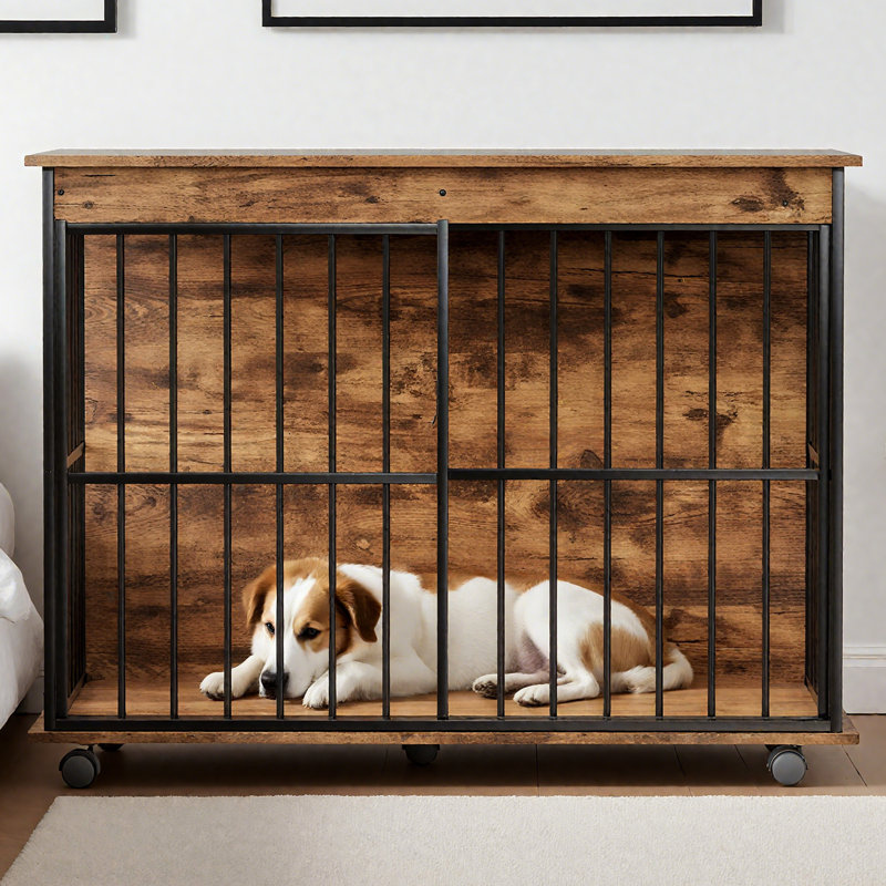 Cage spacieuse pour chien avec plateau, en métal, idéale pour les chiens actifs, avec fermeture sécurisée. Meuble de rangement polyvalent servant également de console ou de niche. Surface lisse et facile à nettoyer. Plateau amovible.