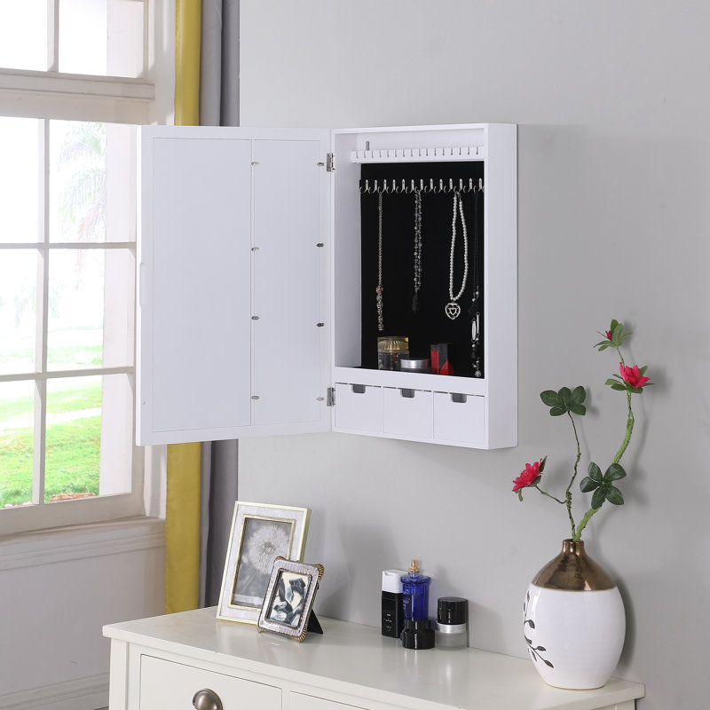 Netzer 16'' Wide Wall Jewelry Armoire White