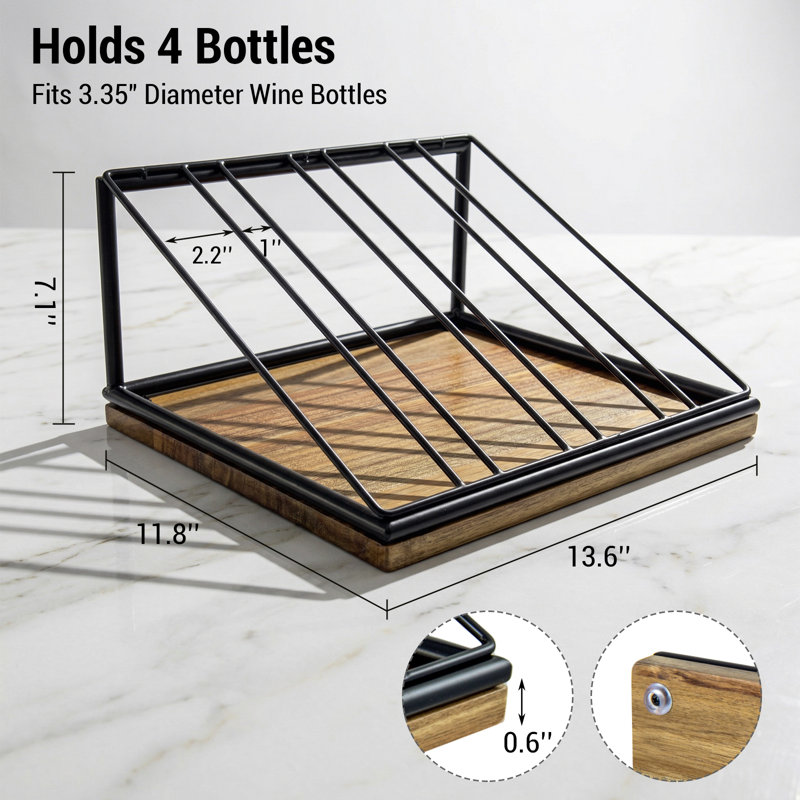 4-Bottle Metal Countertop Wine Rack