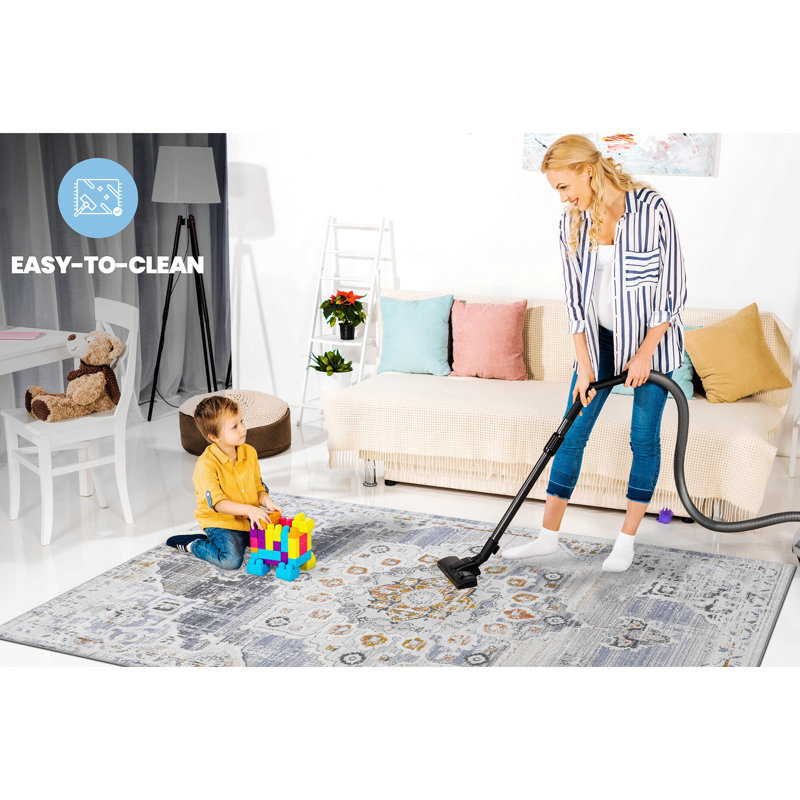 Tapis crème, or / médaillon, Rectangle 6 pi 7 po x 7 pi 9 po