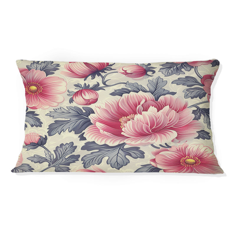 Coussin lombaire traditionnel rose, vert et floral II