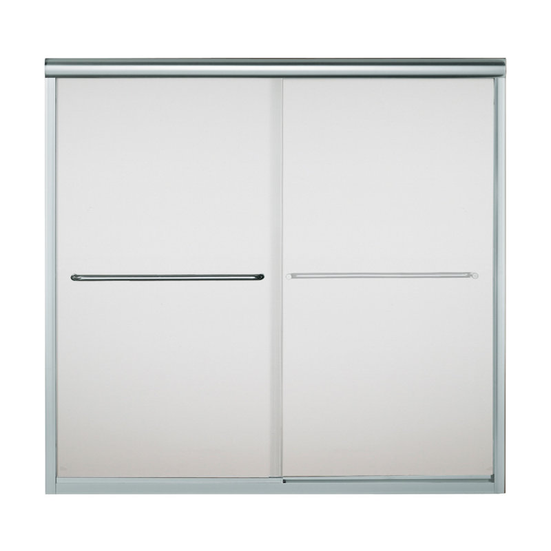 Finesse 60'' x 59'' Bypass Frameless Bath Door, Silver