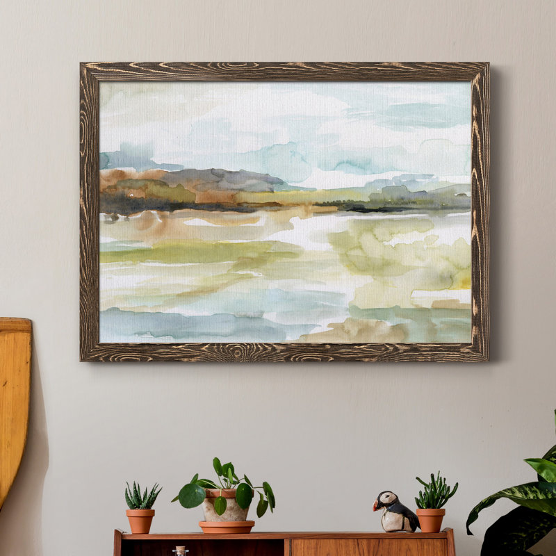 Faraway - reproduction d'art sur toile, Toile avec cadre en noyer, H 31 po x l 44 po x P 1 po
