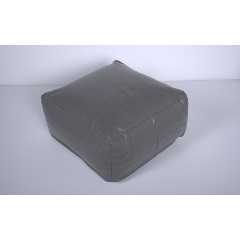 Bambo Faux Leather Rectangle Pouf, Gray