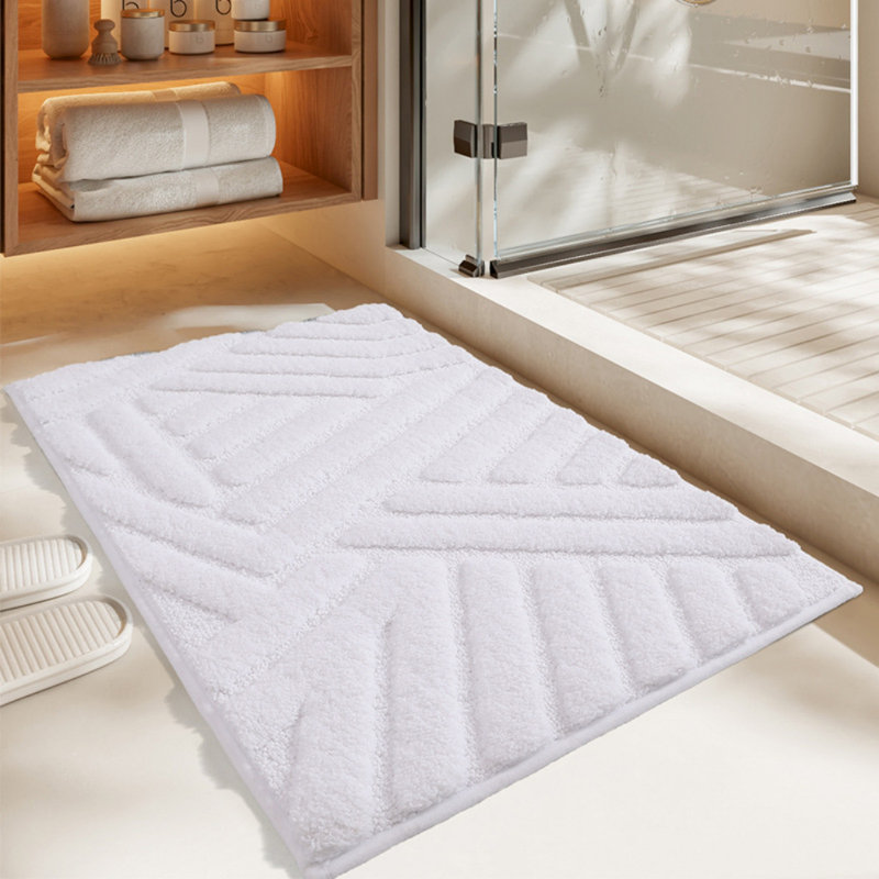 Tapis pour salle de bain Ibnou, L 32 po x l 20 po, Blanc