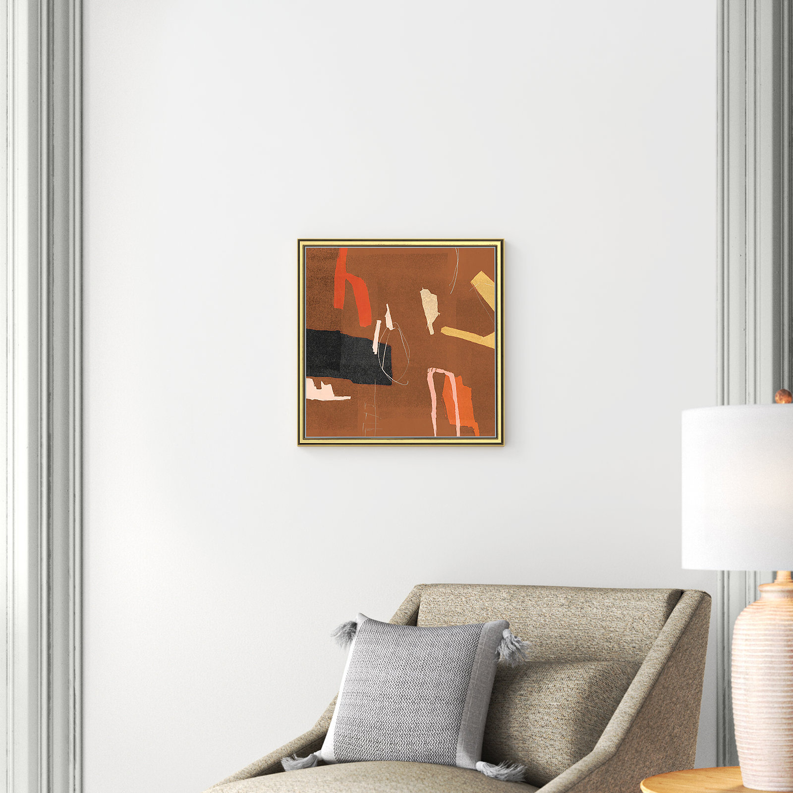 Ira "Ultra I Cinnamon Version" Painting, 18.25" H x 18.25" W x 0.875" D, Gold