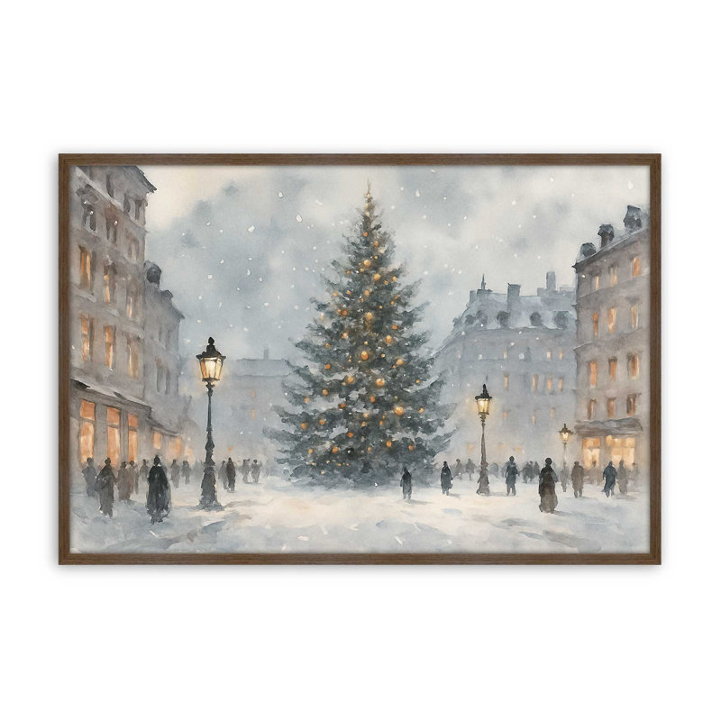 «Town Square Glow», reproduction d'art, Noyer, 8 po x 10 po