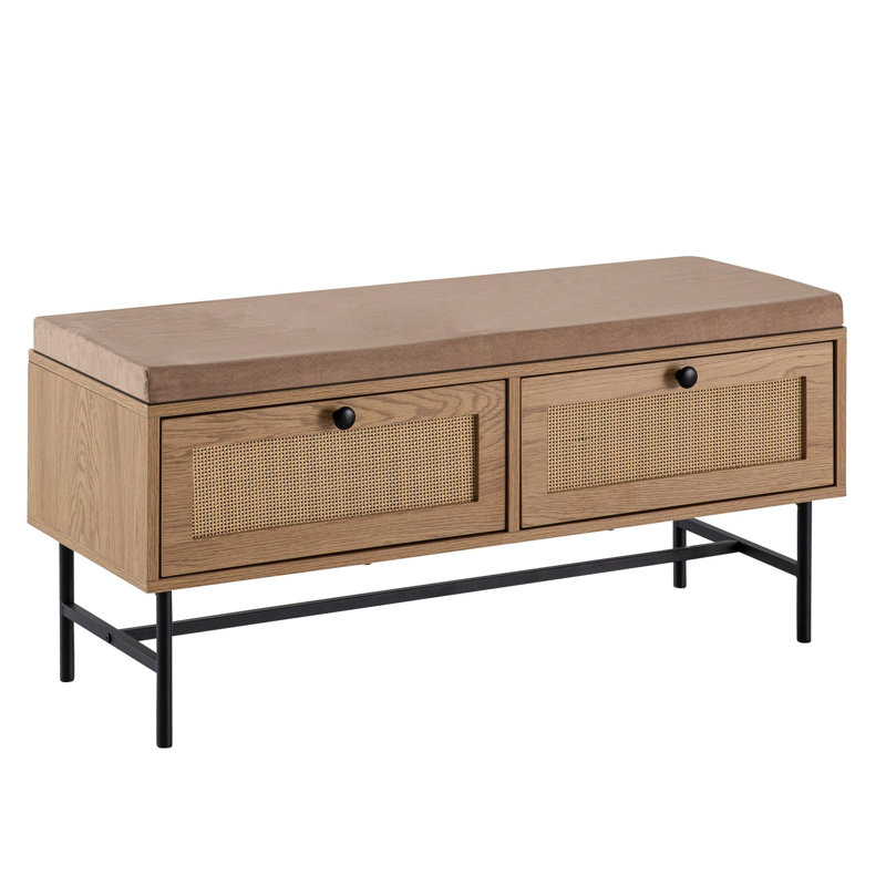Polyester Blend Upholstered Storage Bench
