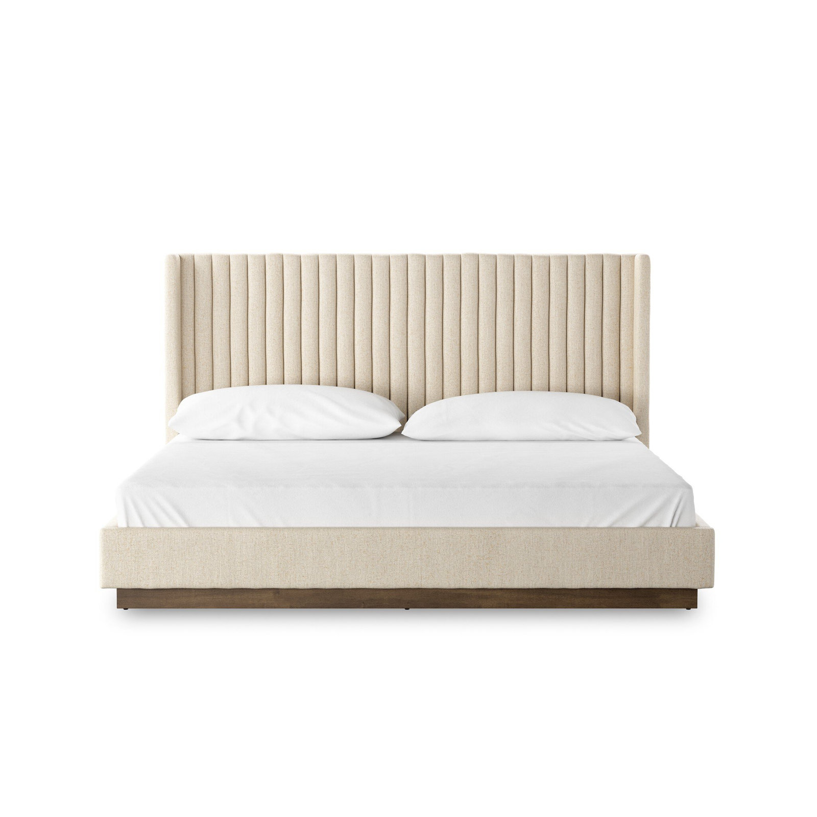 Lydia Upholstered Wingback Bed, Queen, Thames Cream