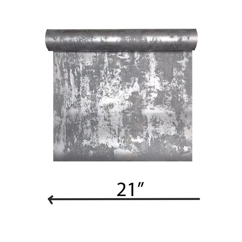 Papier peint imitation béton texturé rustique gris argenté