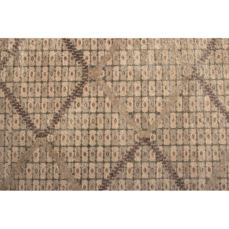 Hand-Knotted Classic Rug Beige-Brown Blue Pattern, Rectangle 8' x 10'