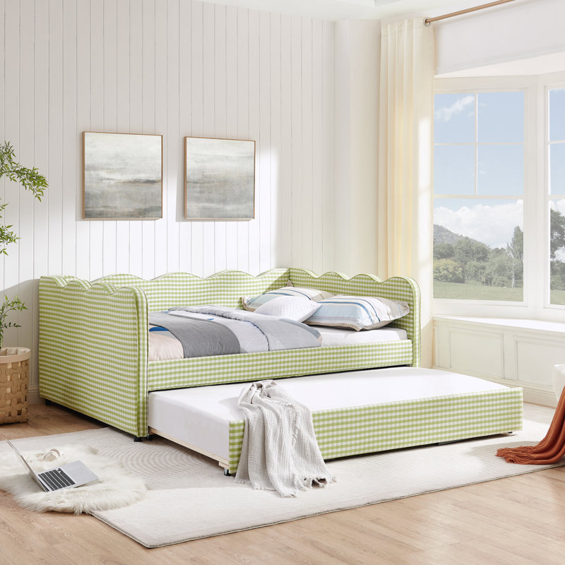 Full Size Daybed with Twin Size Trundle, Full/Double, Green