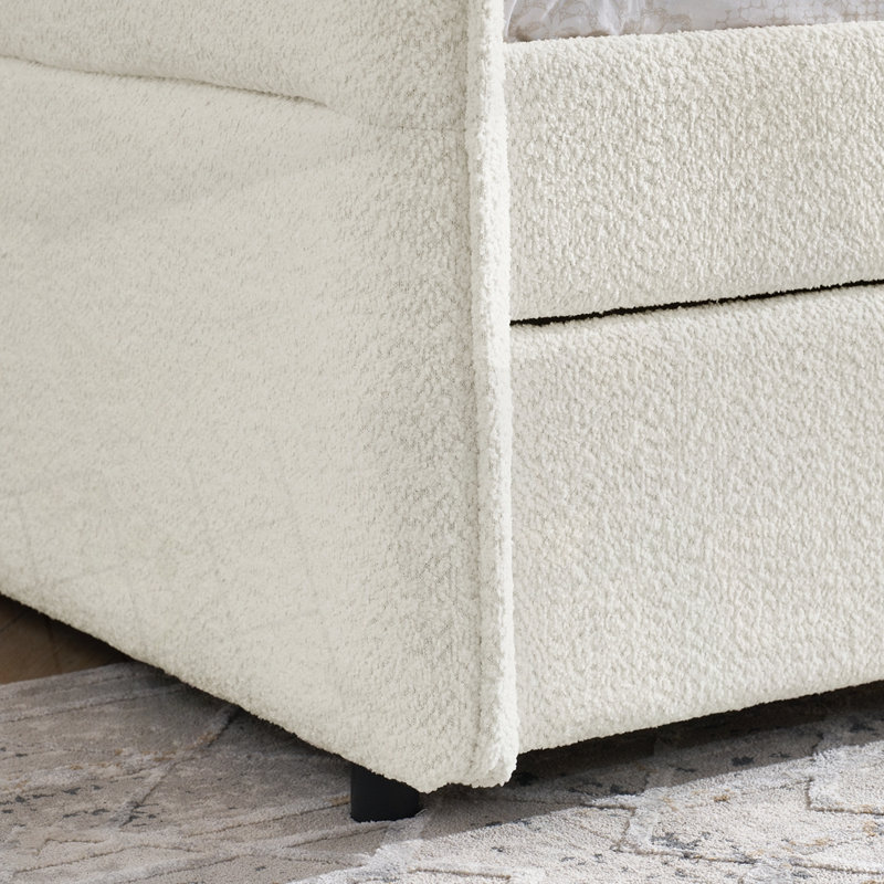Vertical Stripe Daybed with Trundle, Beige, Twin