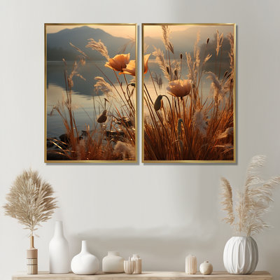 «Sunset Wildflower Serenade», art mural sur toile traditionnel