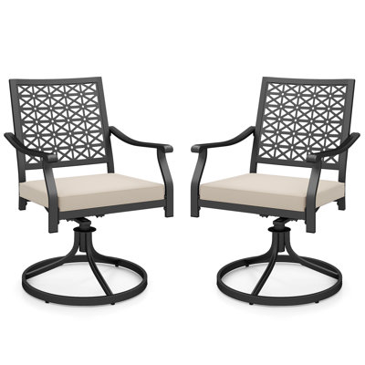 Heavy-Duty Metal 360° Swivel Patio Dining Chairs With Cushions