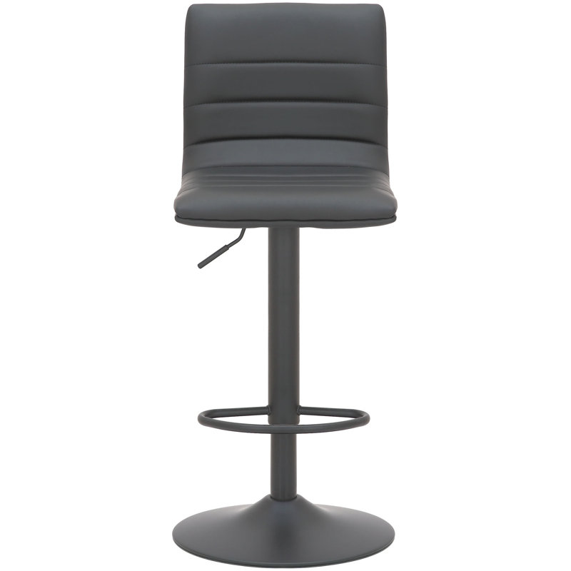 Pemberly Swivel Upholstered Adjustable Height Counter Stool with Metal Frame, Black