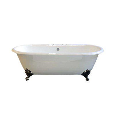 The Cloud 5.5' Cast Iron Double Ended Clawfoot Tub and 7-Inch Deck Mount Faucet Holes Strom Living