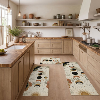 Sun Moon Non-Slip Washable Kitchen Mats