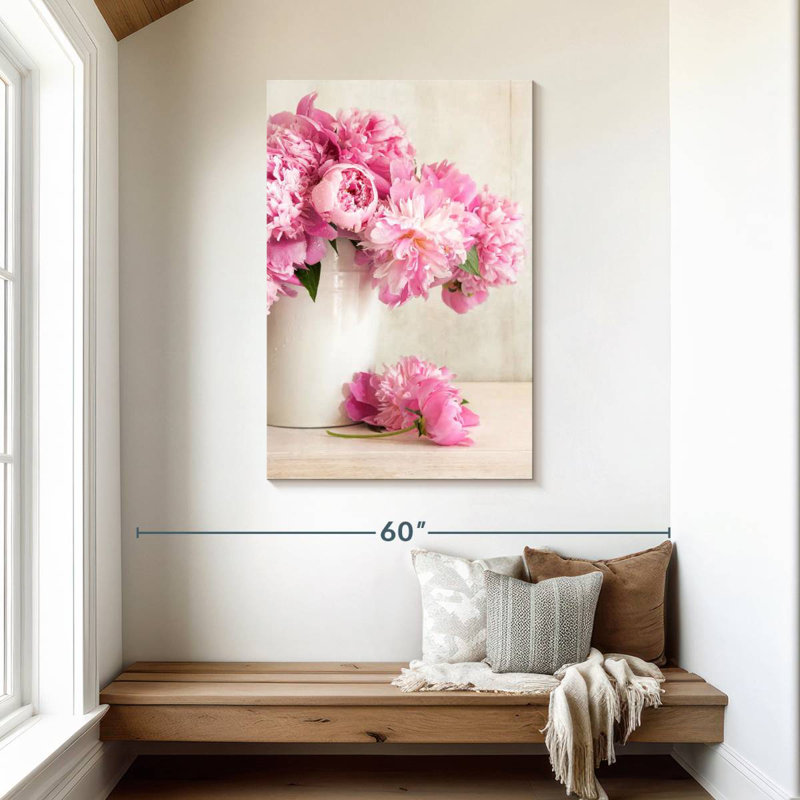 Pivoines roses fraîches, H 45 po x l 30 po
