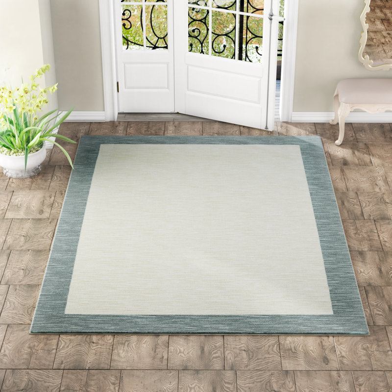 Tapis touffeté turquoise, gris et crème Samantha, Rectangle 5 pi x 8 pi