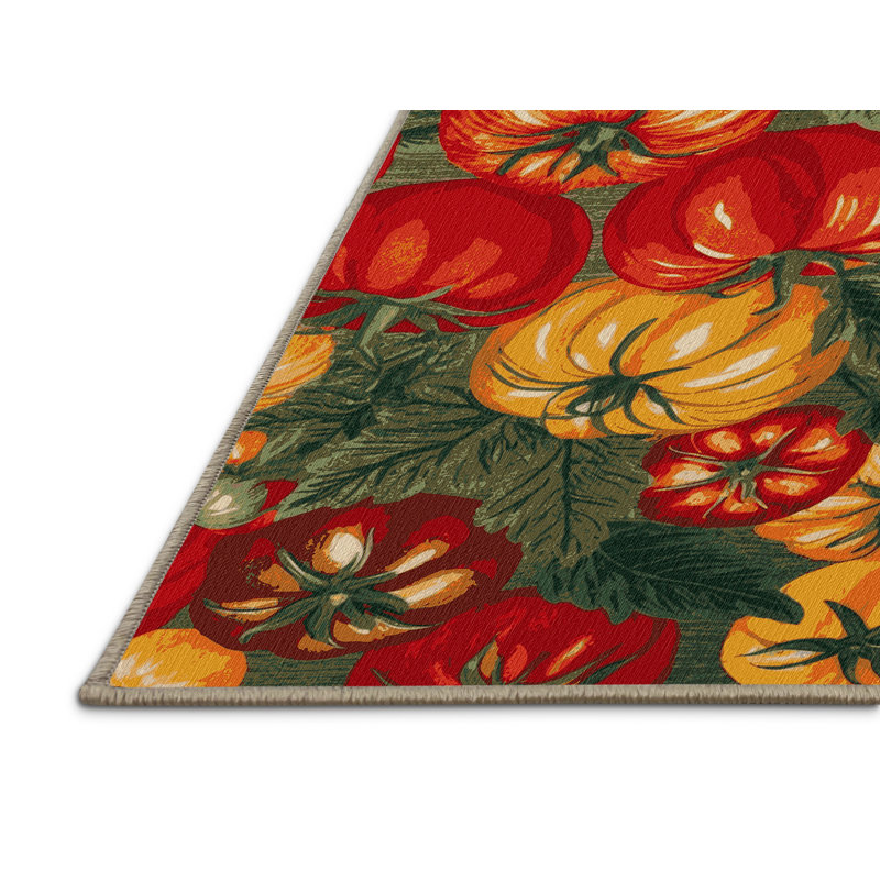 Tapis botanique brun lavable à la machine, Rond 4 pi