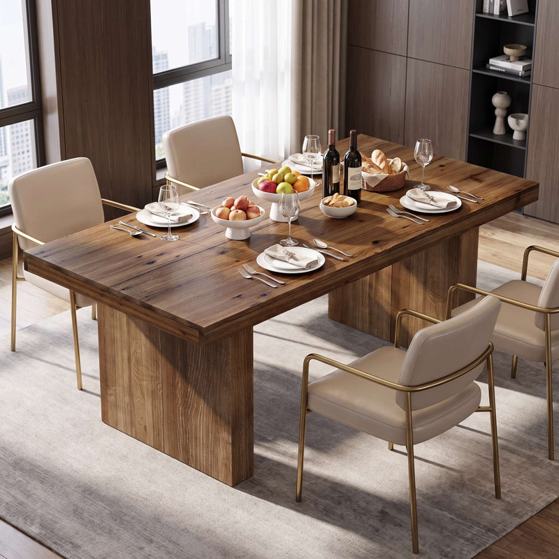 Farmhouse Solid Wood Rectangular Kitchen Dining Table