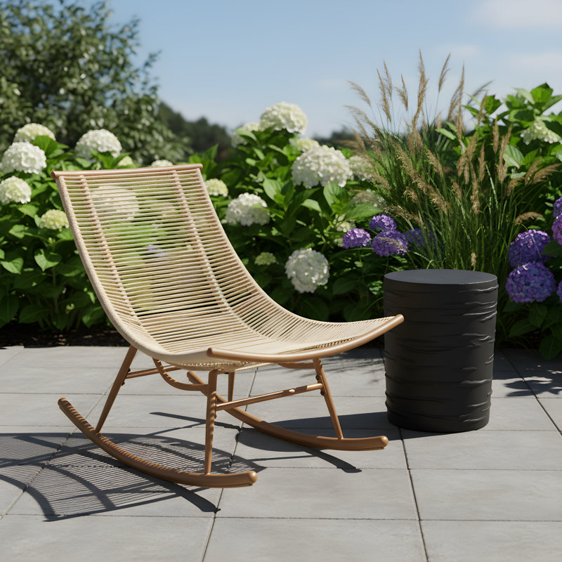 Donna Outdoor 2-Piece PE Rattan Conversation Set With MGO Tabletop & Iron Legs, 2 Pcs: Table, Chair