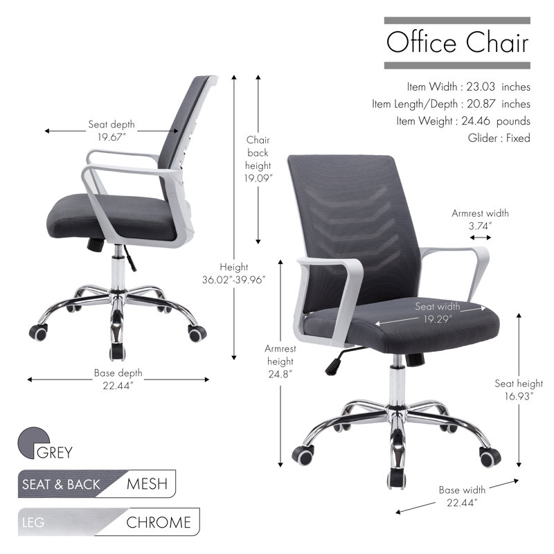 Fauteuil de conférence en filet Accrington, Gris, Blanc