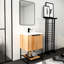 Armoire de salle de bain autoportante de 24 pouces - Lavabo en résine, fermeture en douceur, espace de rangement suffisant avec décoration moderne, porte à fermeture en douceur pour, option de rangement