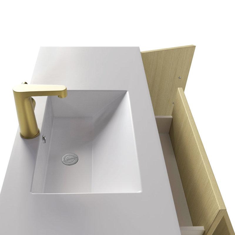 Meuble-lavabo mural 30 po avec comptoir en marbre de culture et lavabo intégré Cassidy, Lago, 30", Doré