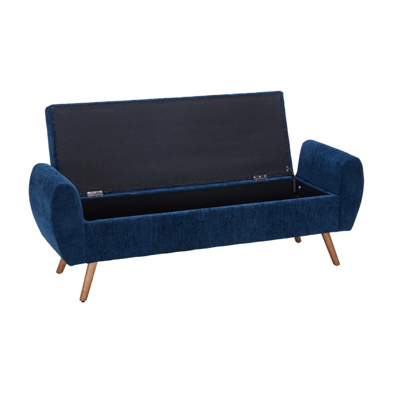 Alamo Upholstered Storage Bench, Blue Chenille